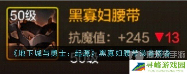 地下城与勇士起源黑寡妇腰带怎么样 黑寡妇腰带介绍