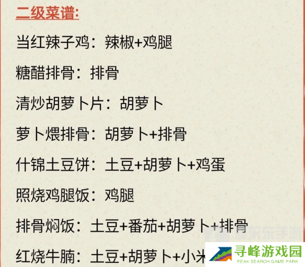 我的休闲时光菜谱攻略 我的休闲时光最全菜谱配方一览表